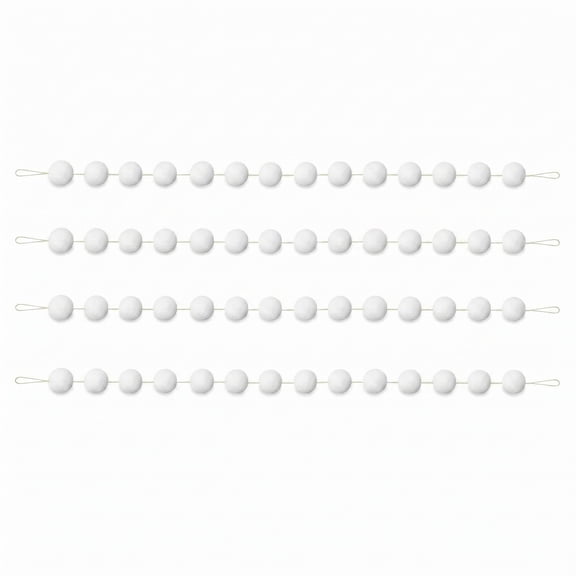 stcellnmex 4 Pcs White Pom Poms Garland Ball 6.6ft Hanging Banner for Holiday Birthday Wedding Party Indoor Home Room Wall Christmas Tree Decor