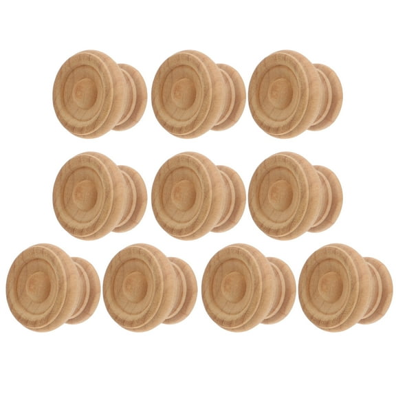 10 Pcs Kitchen Cabinet Handles Door Knob Wooden Delicate Knobs Round