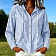 thumbnail image 2 of Teylalorva Women's Striped Hooded Button-Up Cardigan Long Sleeve UV Protection Casual Lightweight Denim Blouse Jacket Blue Size XL, 2 of 9