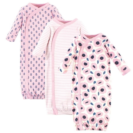 UPC: 0660168671087 | Touched by Nature Baby Girl Organic Kimono Gowns  3-Pack