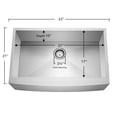 thumbnail image 7 of Miligoré 33" x 21" x 10" Deep Single Bowl Farmhouse Apron Zero Radius 16-Gauge Stainless Steel Kitchen Sink - Includes Drain/Grid, 7 of 7