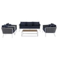 thumbnail image 4 of Modway Stance 5 Piece Outdoor Patio Aluminum Sectional Sofa Set in White Navy, 4 of 10