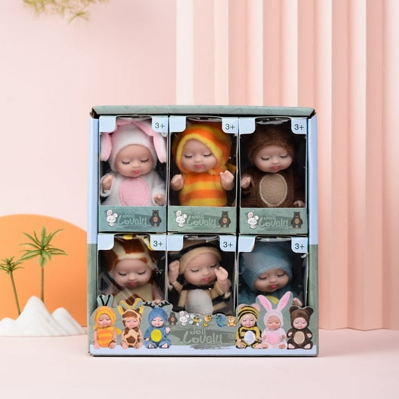 Comvin Mini Baby Dolls, Forest Series Lifelike Silicone Baby Dolls 4-5 inchs for Girls Boys, 6 Pack