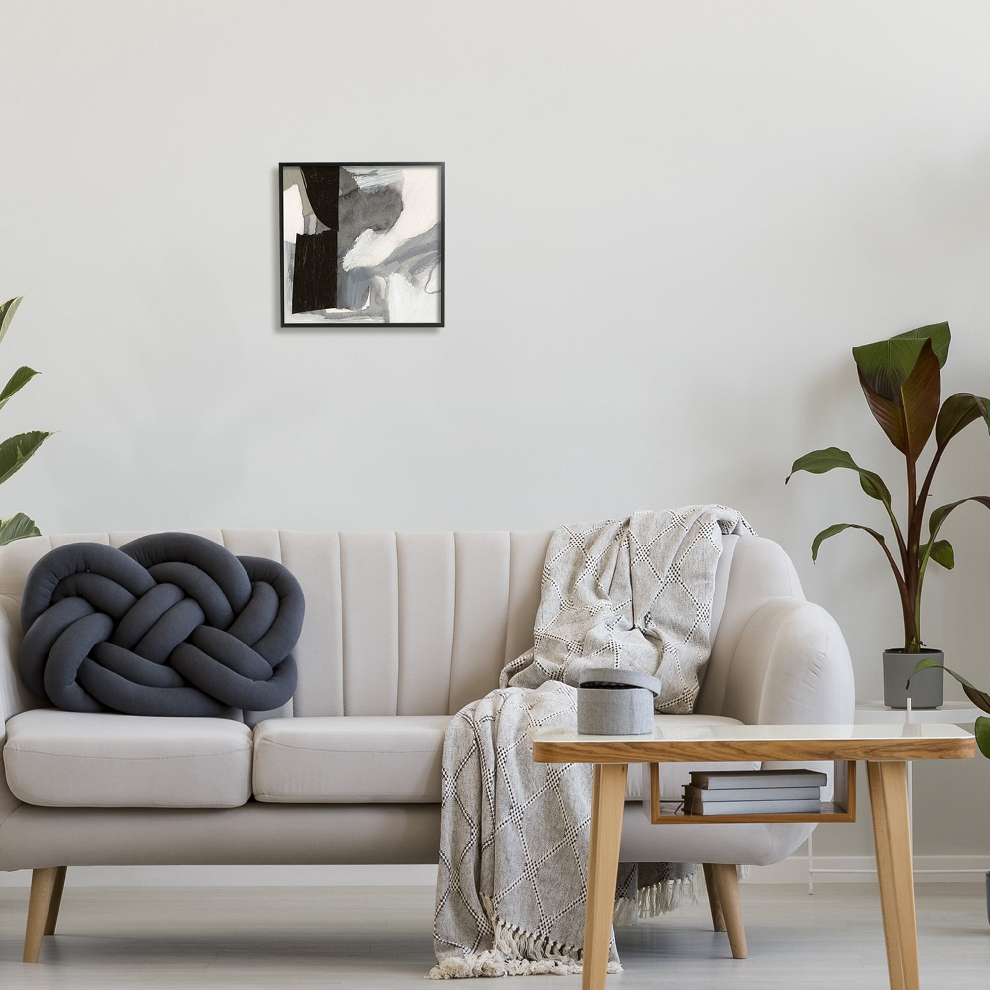 Stupell Industries Bold Black Shapes Layered Abstract Fluid Forms Painting Black Framed Art Print Wall Art, Design by Victoria Barnes