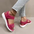 thumbnail image 6 of Sandal for Women Flat Heel Open Toe Casual Versatile Summer Trendy Round Toe Solid Color Women Footwear Comfortable Ankle Strap Walking Beach Shoes Hot Pink 9, 6 of 9