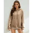 thumbnail image 3 of Womens Oversized Hoodie Fashion Sweatshirt Casual Loose Pullover Hoodies with Drawstring Long Sleeve Outerwear for Daily Wear Light Exercise, Khaki, 2XL, 3 of 9