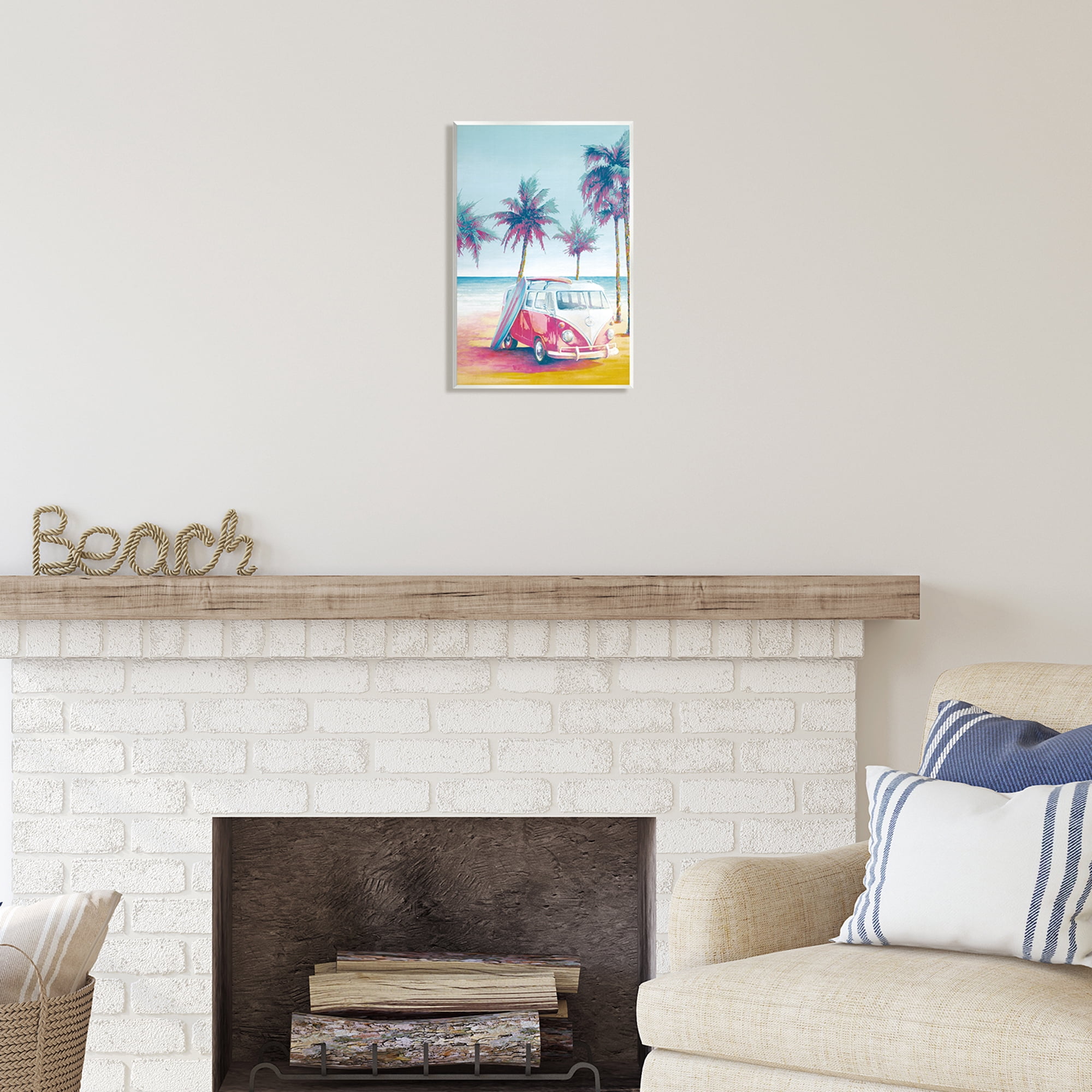Stupell Industries Tropical Minibus on Beach Transportation Painting Unframed Art Print Wall Art, 10 x 15