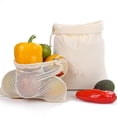 thumbnail image 5 of 3 bolsas de malla de algodón para verduras, reutilizables, para guardar verduras., 5 of 5
