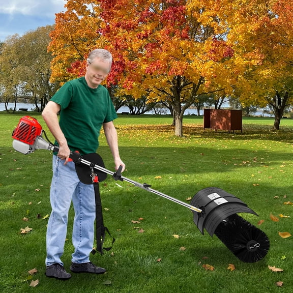 52cc Gas Powered Lawn Sweeper 1700W – 2-Stroke Handheld Leaf Broom with 20.5" Wide Brush, Protective Goggles & Cover – Lightweight Walk-Behind Sweeper for Driveways, Sidewalks