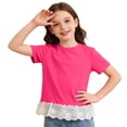 thumbnail image 7 of Girls' Tees Short Sleeve Cute Lace Hem Crewneck T Shirts Casual T Shirt Tops Summer Tops Cute Tops for Girls 9-10 Years, 7 of 7