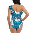 thumbnail image 5 of Pofeuu Swan On The Pond Print Women's One Piece Swimsuits One Shoulder Swimwear Asymmetric Ruffle Monokinis Bathing Suits-Medium, 5 of 6