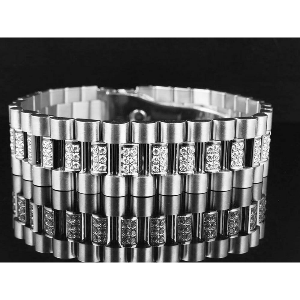 Jewelry Unlimited Men's White Gold Finish Stainless Steel