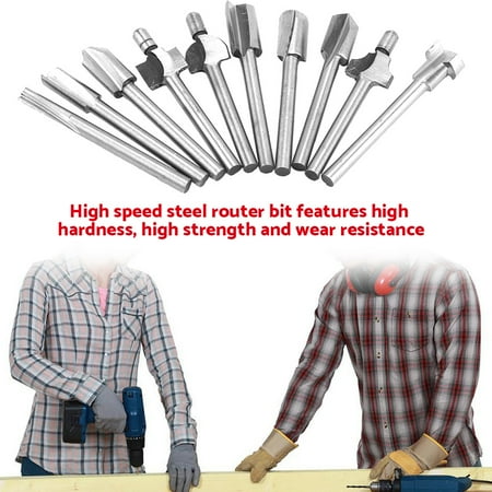

LHCER 1/8in Shank Router Bits 10pcs/Set Router Bits Working On Wood For Electric Trimmer Milling Wood Trimming