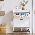thumbnail image 4 of White Shoe Organizer Cabinet: 2 Flip Drawers + Metal Legs, Waterproof Narrow Storage for Entryway/Hallway (Hidden Design), 4 of 8