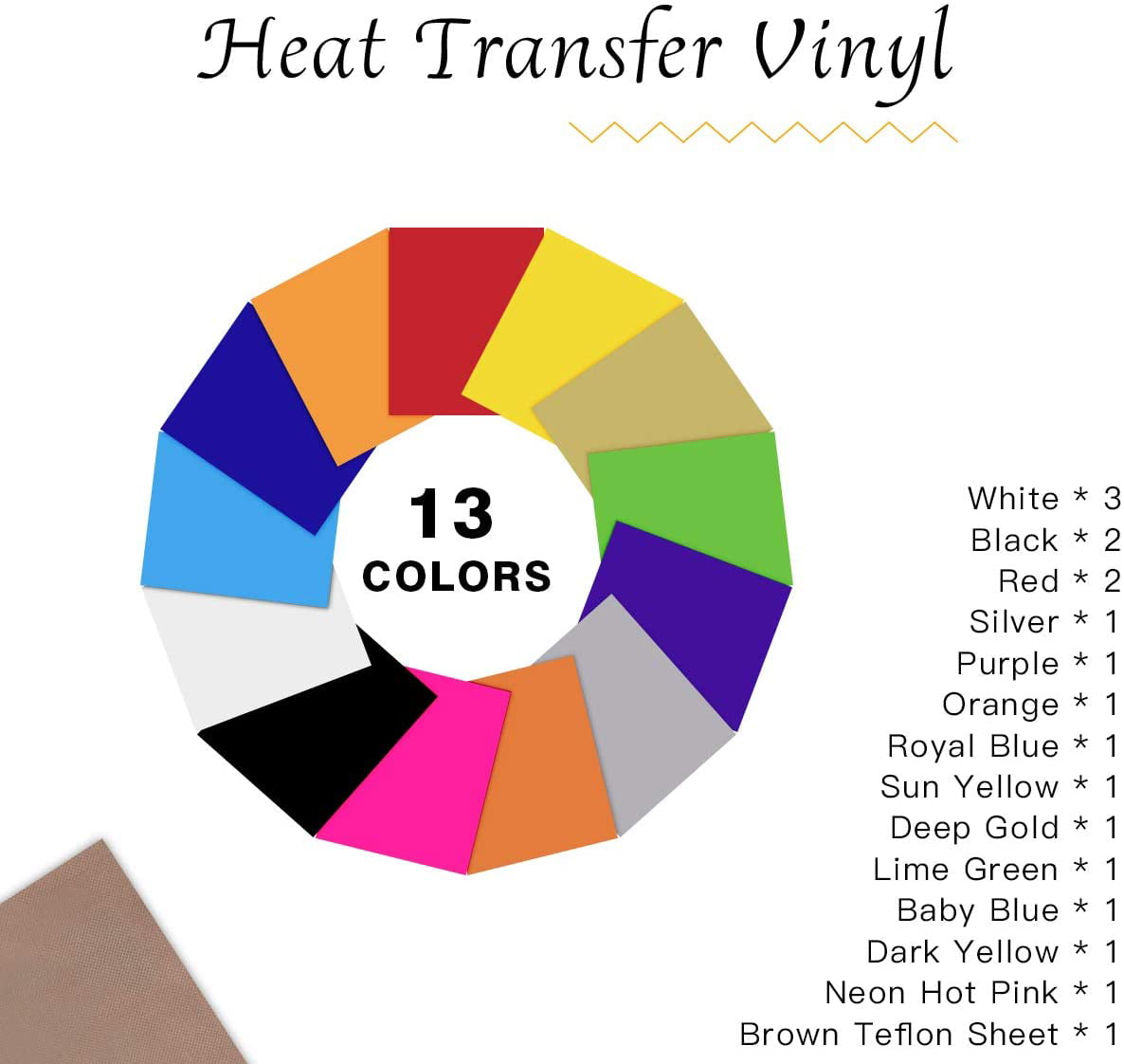 Heat Transfer Vinyl Bundle 18 Pack 12"x10" Iron On Vinyl Sheets for T-Shirts