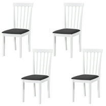 Kings Brand Furniture - Set of 4 Wood Dining Chairs - Upholstered Modern Dining Room Kitchen Armless Side Chair, White