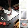 thumbnail image 4 of Stainless Steel Cutting Board, 304 Food-grade Chopping Board, Dishwasher Safe, Double-sided Dual-use, for Meat, Fruit, and Vegetables, Be Hung Design, Silver, by FAJHHA, 4 of 8