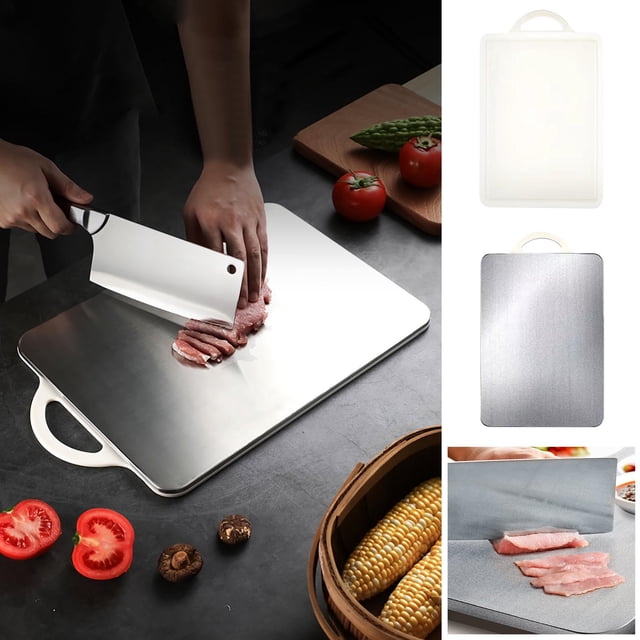 Tabla de Cortar de Acero Inoxidable 304 - Tabla de Picar para Cocina Apta para Alimentos MNFD