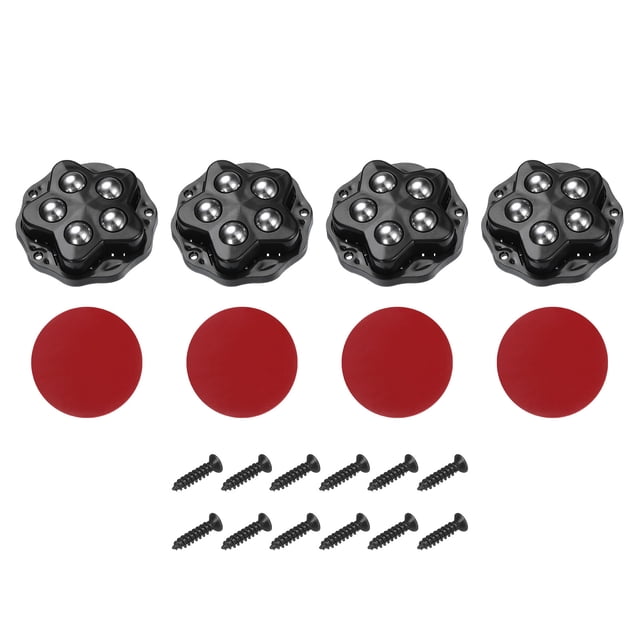 4Pcs Ruedas de Caster Autoadhesivas, Rodillos Giratorios Mini de 360 Grados (Negro, 5 Bolas de Acero Rodantes)