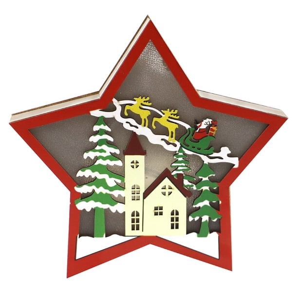 Ounissouiy Adorno LED para árbol de Navidad, adornos colgantes de estrellas para coche, patrón de dibujos animados, regalos de cumpleaños, decoración Kits de decoración para fiestas JM00910 Ounissouiy HA063877-01