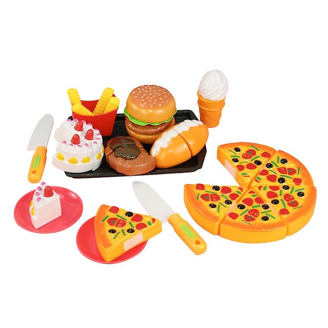 A Juego de cocina de juguete para niños, hamburguesa, Pizza, juego de comida rápida, juguete de simulación para niños pequeños