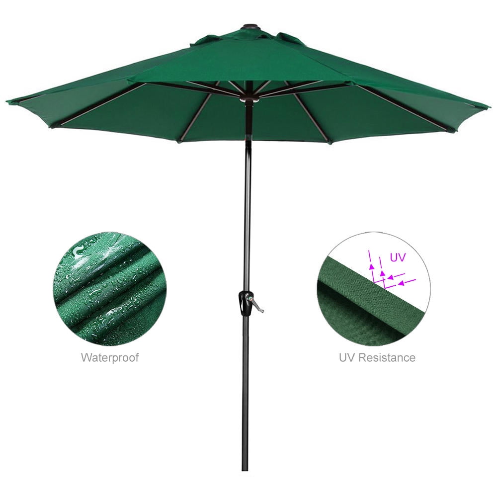 Greenwise 9ft Patio Umbrella With Tilt Crank Outdoor Market Parasol Sun Shelter Table Umbrella With 8 Sturdy Ribs Green Walmart Canada