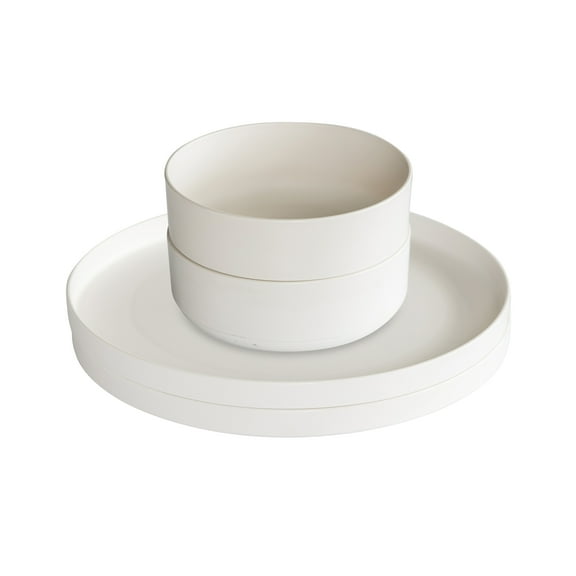 Nordic Ware 4 Pack Microwave Safe 10" Plastic White Plates and Bowls