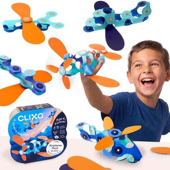 Clixo Airplanes Pack Magnetic Building Set, 15 Pieces