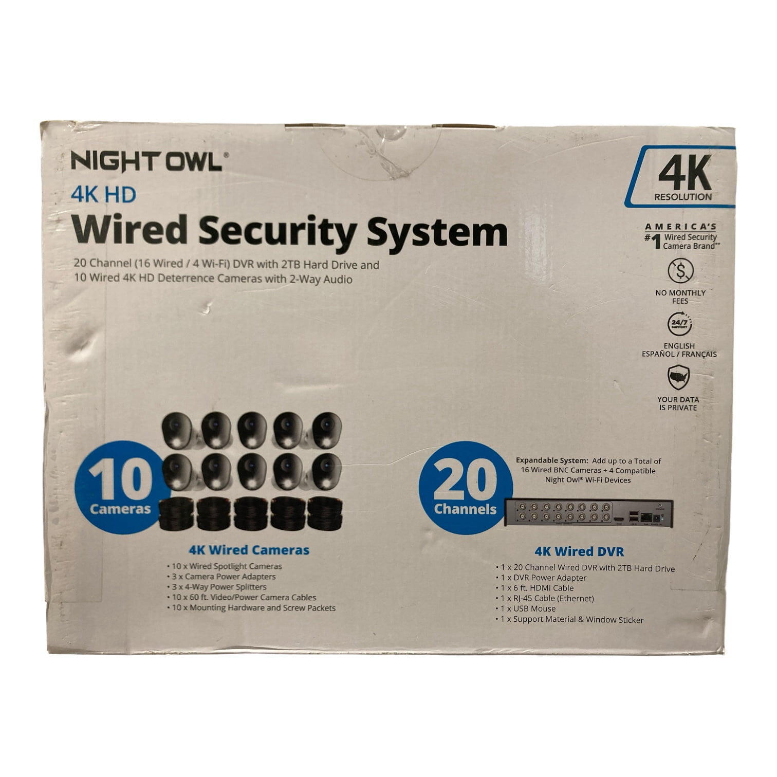 Night Owl 20 Channel, 16 Wired 4 Wi-Fi 4K DVR Security System w/ 2TB Hard Drive