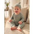 thumbnail image 4 of RUINIXCW Baby Boy Fall Outfit Cute Letter Embroidery Long Sleeve Romper and Hat Set, 4 of 6