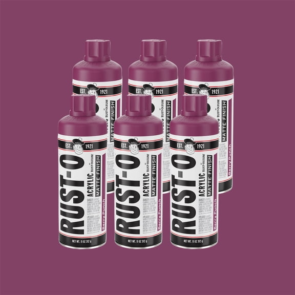 6 Pack, Berry Punch, Rust-Oleum Rust-O Acrylic Matte Spray Paint-392218, 11 oz