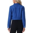 thumbnail image 3 of INSPIRE CHIC Women's Turn Down Collar Faux Suede Cropped Moto Jacket L Royal Blue, 3 of 6