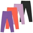 thumbnail image 4 of KkSLirnhs 9 Years 4PC Girls' Elastic Waistband Leggings Pack, Lightweight & Stretchy, Perfect for Warm Weather, Durable for Active Play, Assorted Designs, Ages 3-9 Purple, 4 of 9