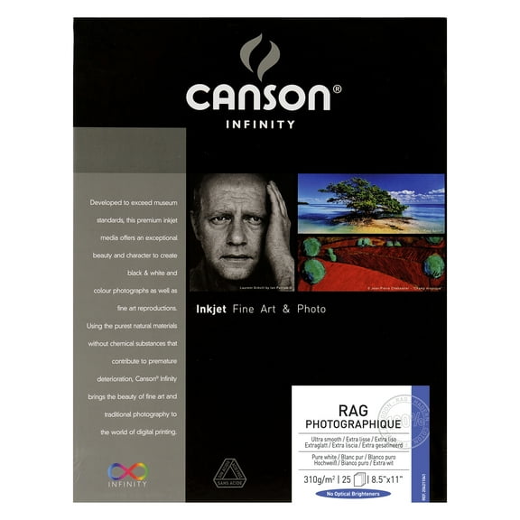 Canson Infinity Rag Photographique Photo Paper, 310 gsm 8.5in x 11in, 25 Sheets/Pkg.