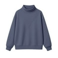 thumbnail image 6 of Sweaters For Women Oversized Mock Neck Pullover Long Sleeve Sweatshirt Fleece Lined Drop Shoulder Solid Color Casual L Womens Sweaters, 6 of 9