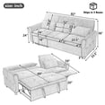 thumbnail image 5 of 2-in-1 Convertible Sleeper Sofa Bed with Recliner, Chenille Pull Out Couch with USB Ports and Three-Level Adjustable Backrest, 3 Seat Cloud Sectional Couch for Living Room, Dark Grey, 5 of 7