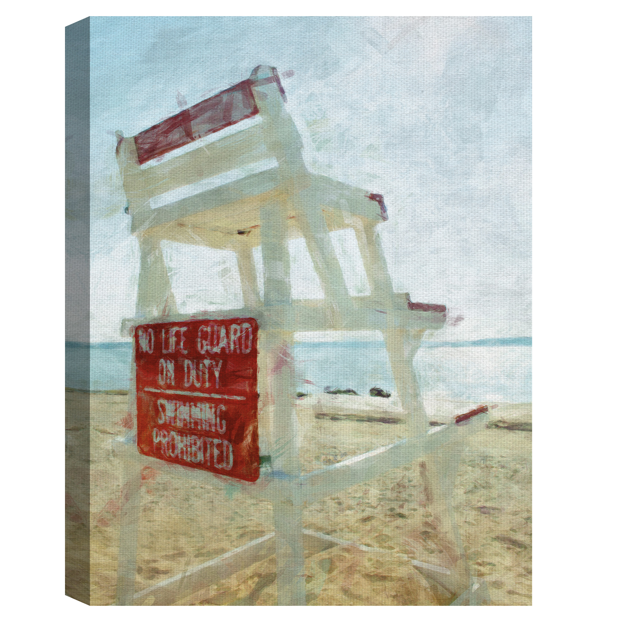 Masterpiece Art Gallery Off Duty 2 Beach Lifeguard Chair By Noah Bay Canvas Art Print 18" x 24"