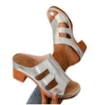 thumbnail image 4 of ShiShine Womens Casual Summer Low Block Heel Mule Sandals Open Toe Multi Strap Embossed Shoes, 4 of 9