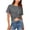 *1-Dark Gray, variant on Women's Y2K Twist Front Crop Top,Ladies Short Sleeve Stretchy T-Shirt,Summer Slim Fit Daily Streetwear Tee for Women,Navy,S-3XL