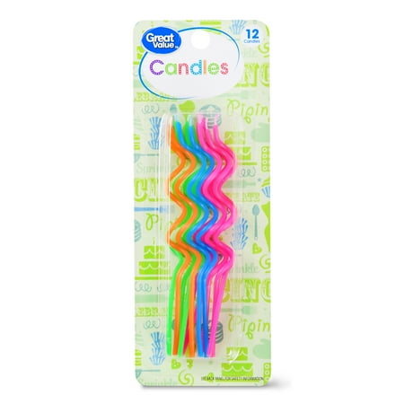 Great Value Celebration Crazy Curls Candles, Assorted Neon Colors, 12 Count