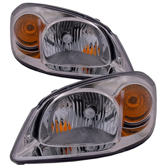 HEADLIGHTSDEPOT Chrome Housing Halogen Headlights Compatible With Chevrolet Cobalt 2005-2010 Includes Left Driver and Right Passenger Side Headlamps
