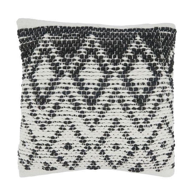 Saro 1728.BK18SC Housse de Coussin Carrée Tissée en Losange 18 Po, Noir