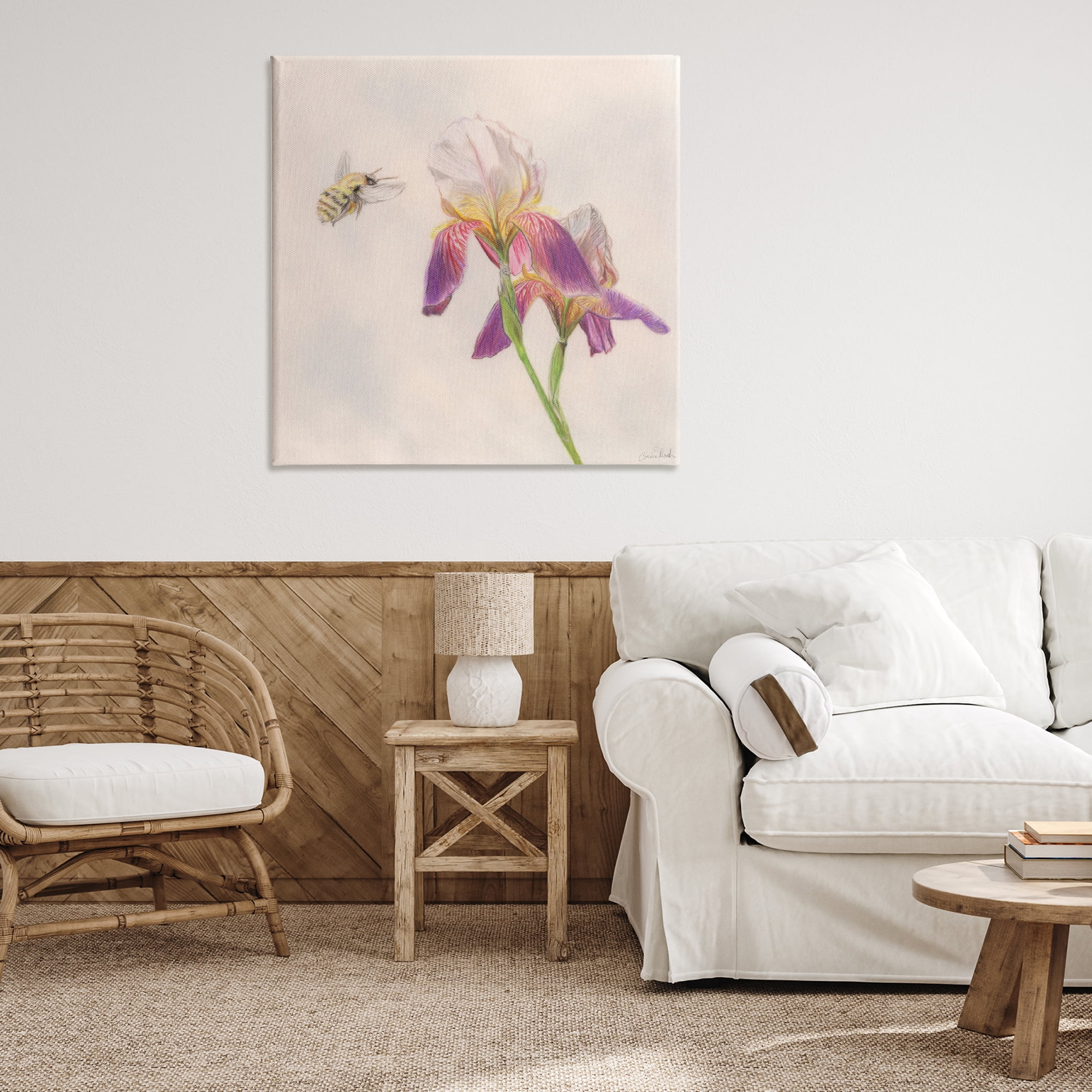 Stupell Industries Spring Offerings Bee Animals & Insects Painting Gallery Wrapped Canvas Art Print Wall Art, 36 x 36