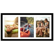 Americanflat 8x16 Collage Picture Frame with 3 5x7 Displays in Black with Shatter Resistant Glass