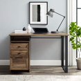 thumbnail image 3 of Walker Edison Modern Metal and Wood 3 Drawer Writing Desk Home Office Workstation Small, 48 Inch, Rustic Oak, 3 of 5