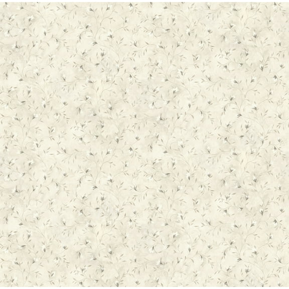 Chesapeake Eleanor Grey Folk Botanical Trail Prepasted Non Woven Blend Wallpaper, 20.5-in by 33-ft, 56.4 sq. ft.