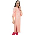 thumbnail image 4 of Bimba Women's Peach Embroidered Kurti Tunic Designer Ethnic Indian Kurta-10, 4 of 8