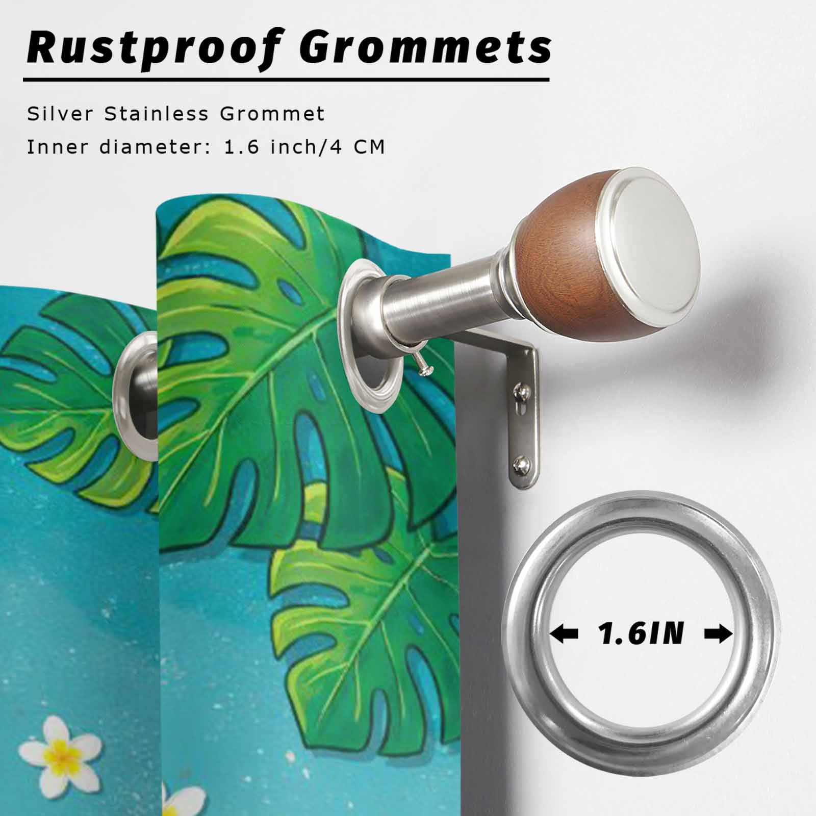 Summer Floral Outdoor Curtains for Patio, Tropical Leaves Watermelon Swimming Rings Beach Sunshade Privacy Drapes Grommet Waterproof Outside Curtains for Porch/Cabana/Balcony 54"x 108", 1 Panel