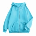 thumbnail image 4 of Delconic Women Vintage 90s Solid Zipper Front Oversized Long Sleeve Sweatshirts Hoodies with Pockets Sky Blue XL, 4 of 8