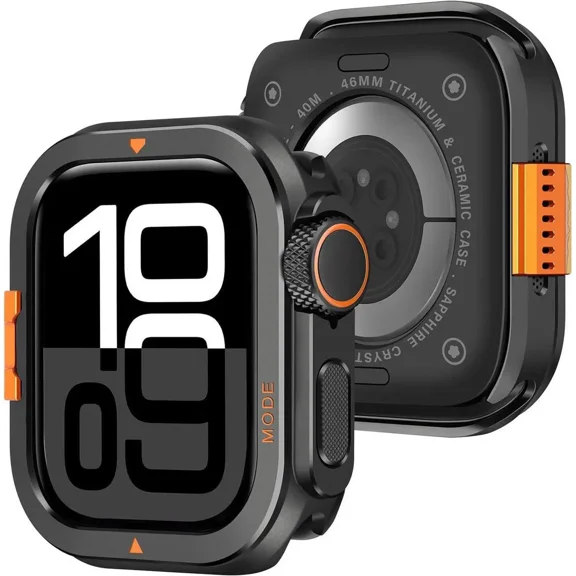 Metal Case Compatible with Apple Watch Series 10 46mm with Back Cover, Rugged Protective Bumper Cover for iWatch 46mm